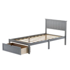 Lit plate-forme gris/blanc avec tiroir de rangement, double/grand, 1 personne