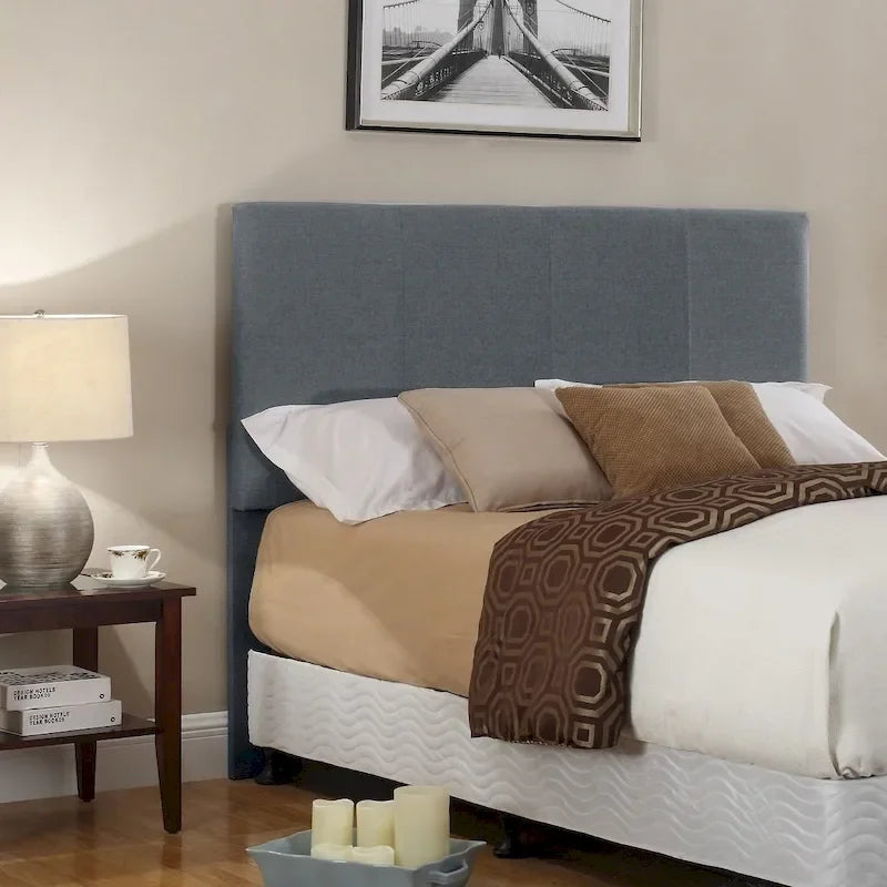 Tête de lit capitonnée en tissu gris/beige, Grand lit (Queen), pour 1 à 2 personnes