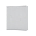 Armoire-penderie autoportante à 2 sections avec 4 tiroirs – Marron / Bleu nuit / Blanc – Pour 1 à 2 utilisateurs