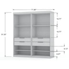 Armoire-penderie autoportante à 2 sections avec 4 tiroirs – Marron / Bleu nuit / Blanc – Pour 1 à 2 utilisateurs