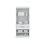 Armoire-penderie autoportante à 2 sections avec 4 tiroirs – Marron / Bleu nuit / Blanc – Pour 1 à 2 utilisateurs