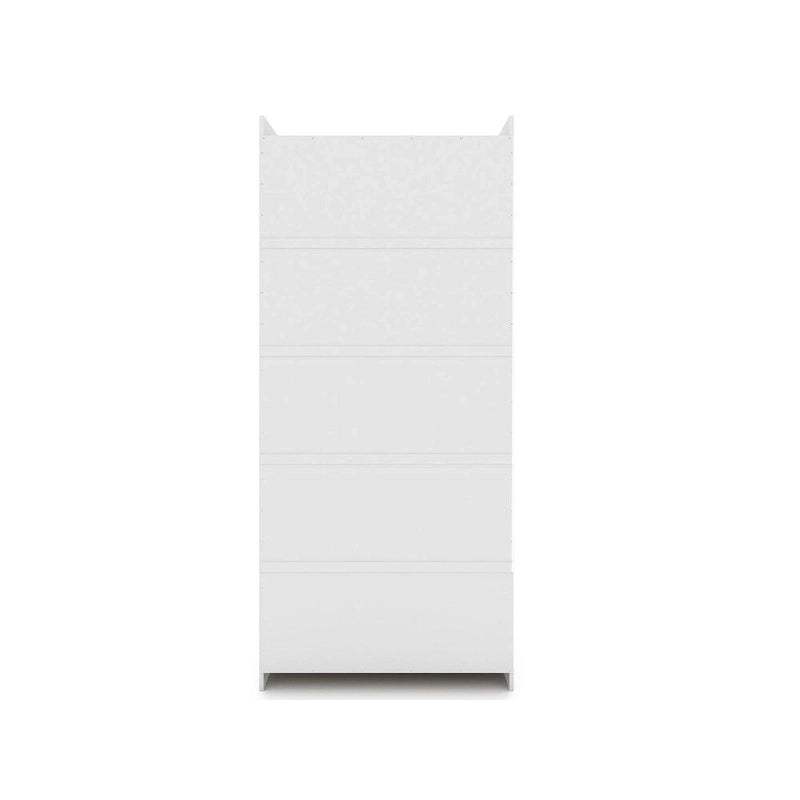 Armoire-penderie autoportante à 2 sections avec 4 tiroirs – Marron / Bleu nuit / Blanc – Pour 1 à 2 utilisateurs