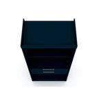 Armoire-penderie autoportante à 2 sections avec 4 tiroirs – Marron / Bleu nuit / Blanc – Pour 1 à 2 utilisateurs