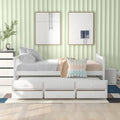 Lit de repos pleine taille blanc/gris avec lit gigogne et tiroirs, 2 couchages