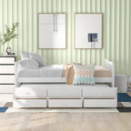 Lit de repos pleine taille blanc/gris avec lit gigogne et tiroirs, 2 couchages