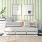 Lit de repos pleine taille blanc/gris avec lit gigogne et tiroirs, 2 couchages