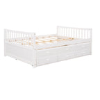 Lit de repos pleine taille blanc/gris avec lit gigogne et tiroirs, 2 couchages