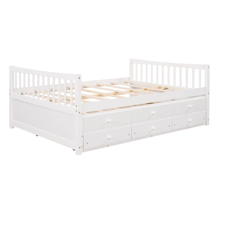 Lit de repos pleine taille blanc/gris avec lit gigogne et tiroirs, 2 couchages