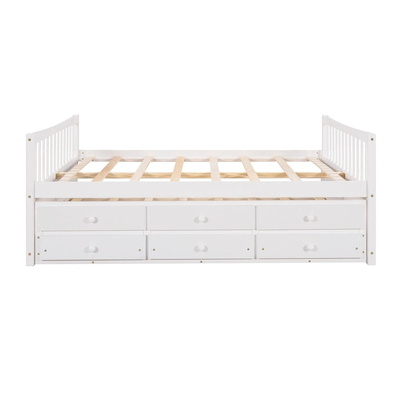 Lit de repos pleine taille blanc/gris avec lit gigogne et tiroirs, 2 couchages