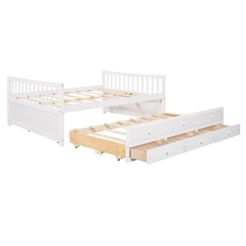 Lit de repos pleine taille blanc/gris avec lit gigogne et tiroirs, 2 couchages