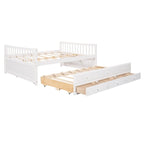 Lit de repos pleine taille blanc/gris avec lit gigogne et tiroirs, 2 couchages