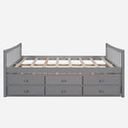 Lit de repos pleine taille blanc/gris avec lit gigogne et tiroirs, 2 couchages