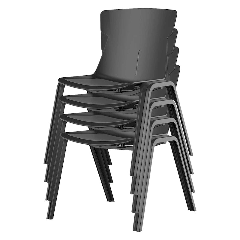 Chaise de bureau moderne noire empilable, siège unique, lot de 4