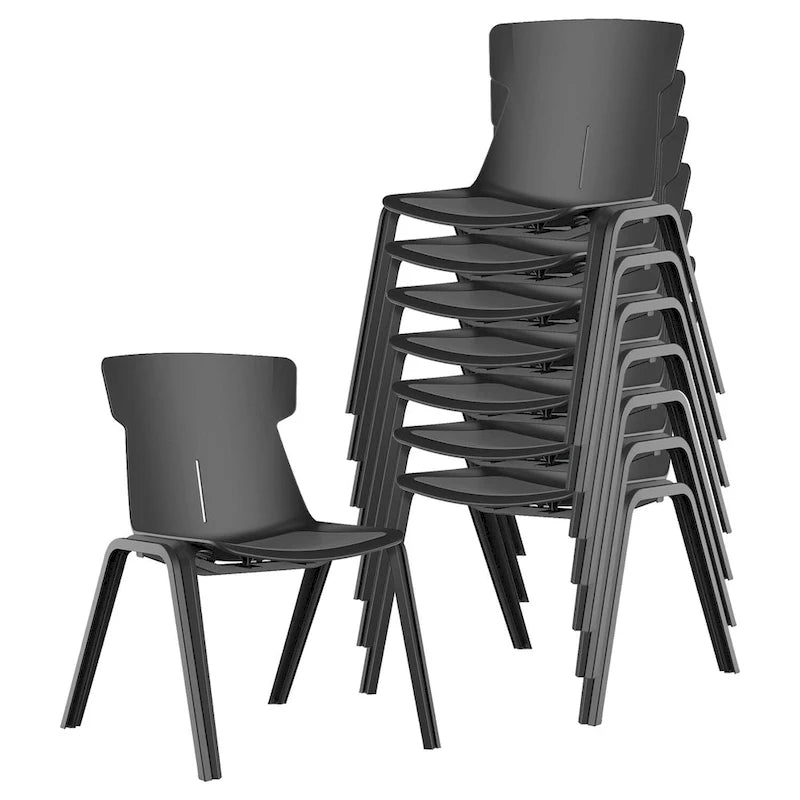 Chaise de bureau moderne noire empilable, siège unique, lot de 4