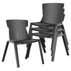Chaise de bureau moderne noire empilable, siège unique, lot de 4