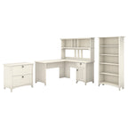 Suite de bureau en L blanche, 4 pièces, 1 personne