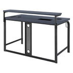 Bureau de jeu contemporain noir, LED RVB, simple, étagère surélevée pour moniteur