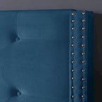 Lit plateforme Queen en velours gris/bleu/noir/beige, tête de lit ailée capitonnée, pour 1 à 2 personnes