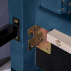 Lit plateforme Queen en velours gris/bleu/noir/beige, tête de lit ailée capitonnée, pour 1 à 2 personnes