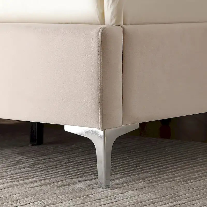 Lit plateforme Queen en velours gris/bleu/noir/beige, tête de lit ailée capitonnée, pour 1 à 2 personnes