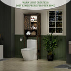 Meuble de rangement WC blanc/marron avec porte coulissante type grange, montage par 1 personne