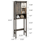 Meuble de rangement WC blanc/marron avec porte coulissante type grange, montage par 1 personne