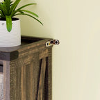 Meuble de rangement WC blanc/marron avec porte coulissante type grange, montage par 1 personne