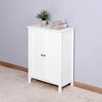Armoire de rangement blanche à deux portes avec étagères réglables, assemblage par 1 personne