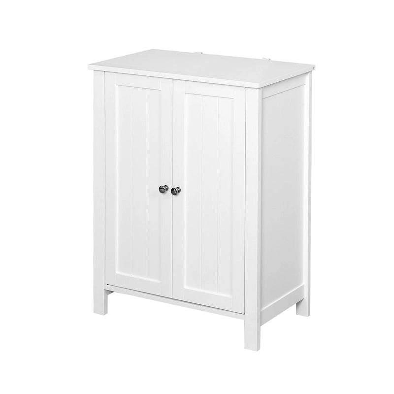 Armoire de rangement blanche à deux portes avec étagères réglables, assemblage par 1 personne