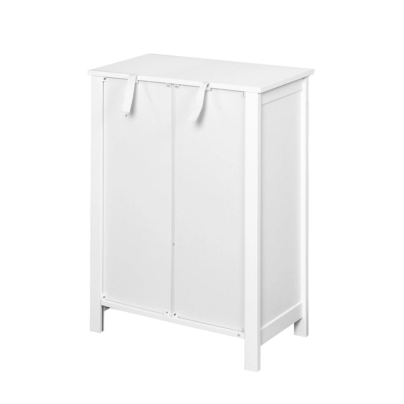 Armoire de rangement blanche à deux portes avec étagères réglables, assemblage par 1 personne
