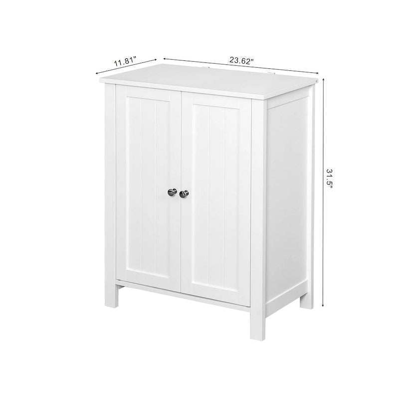 Armoire de rangement blanche à deux portes avec étagères réglables, assemblage par 1 personne