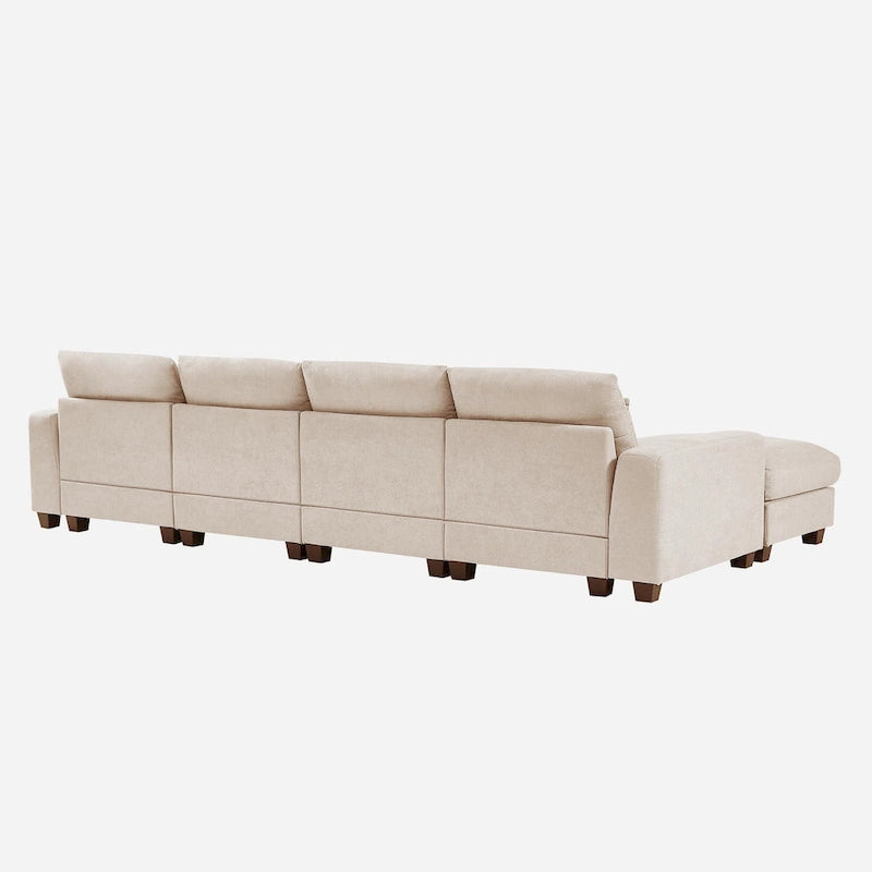 Canapé d'angle modulable gris clair avec méridienne réversible, 3-4 places