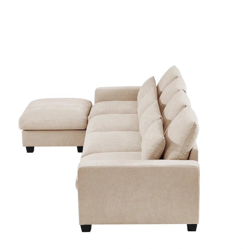 Canapé d'angle modulable gris clair avec méridienne réversible, 3-4 places