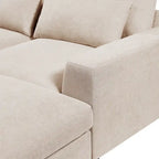 Canapé d'angle modulable gris clair avec méridienne réversible, 3-4 places
