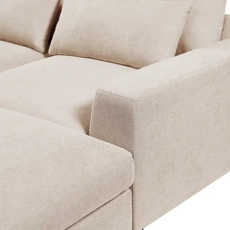 Canapé d'angle modulable gris clair avec méridienne réversible, 3-4 places