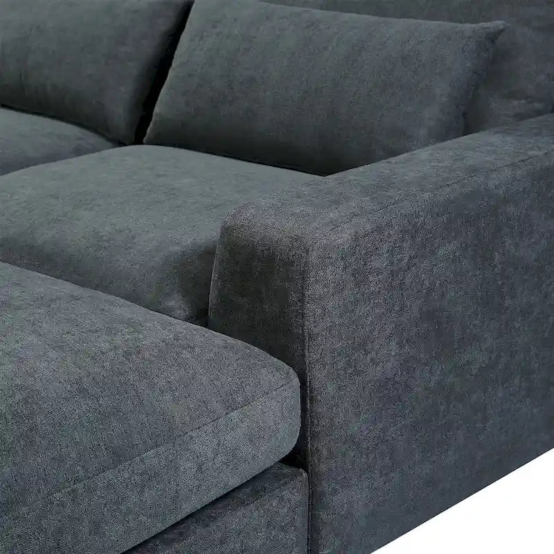 Canapé d'angle modulable gris clair avec méridienne réversible, 3-4 places