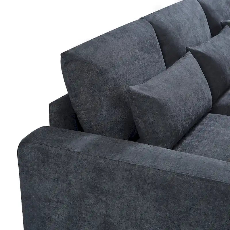 Canapé d'angle modulable gris clair avec méridienne réversible, 3-4 places