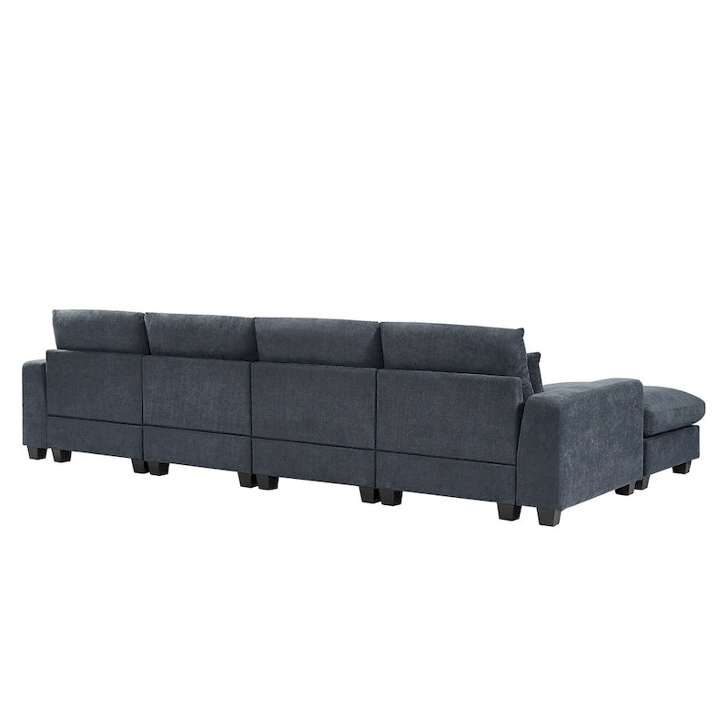 Canapé d'angle modulable gris clair avec méridienne réversible, 3-4 places