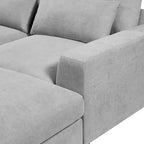 Canapé d'angle modulable gris clair avec méridienne réversible, 3-4 places