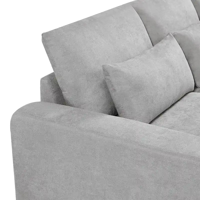 Canapé d'angle modulable gris clair avec méridienne réversible, 3-4 places