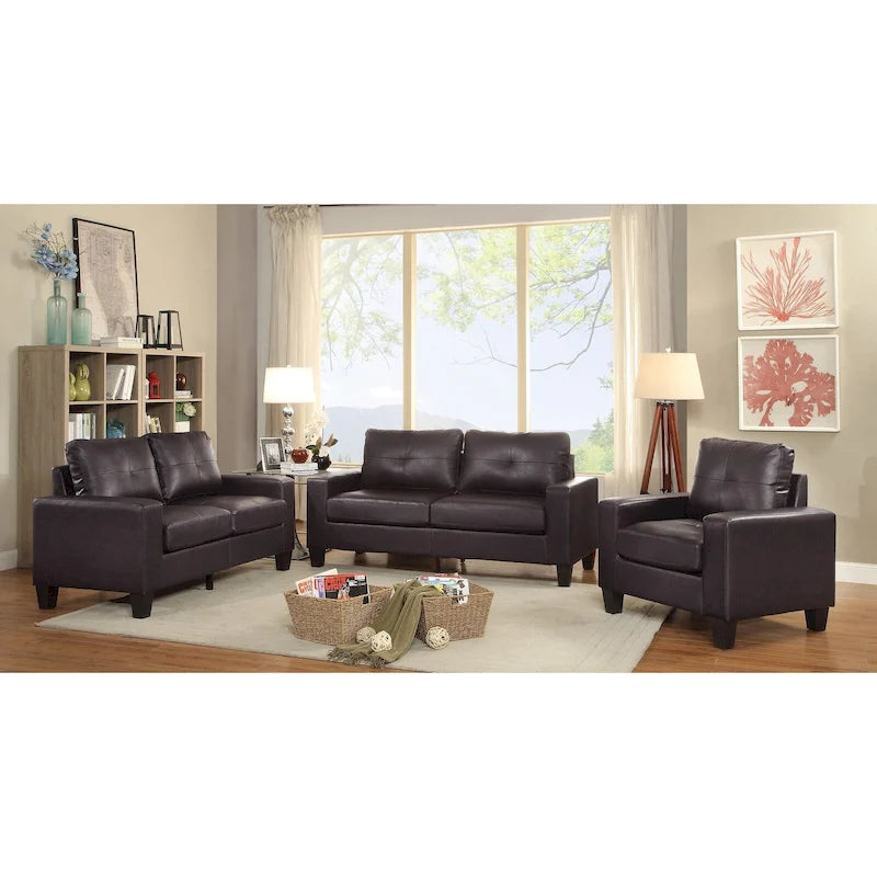 Canapé à accoudoirs droits en similicuir, 3 places – Disponible en 6 couleurs