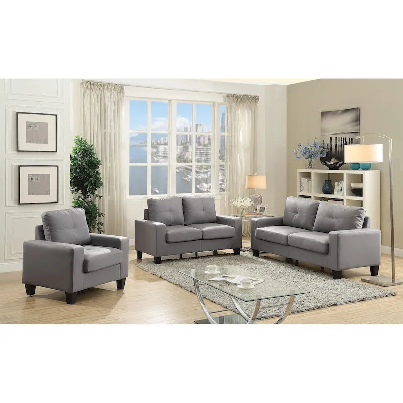 Canapé à accoudoirs droits en similicuir, 3 places – Disponible en 6 couleurs