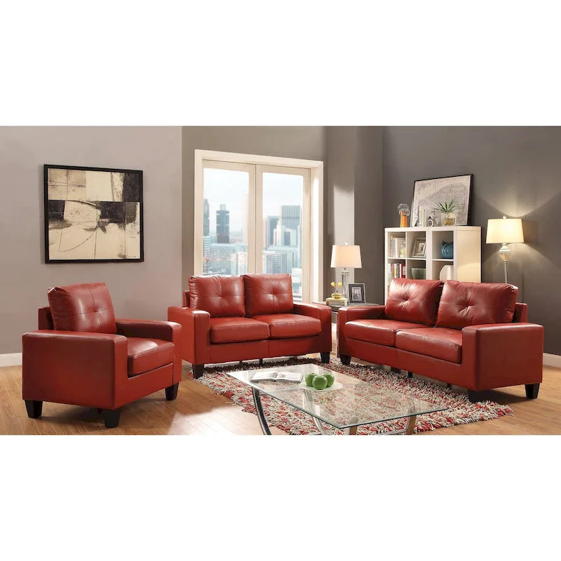 Canapé à accoudoirs droits en similicuir, 3 places – Disponible en 6 couleurs