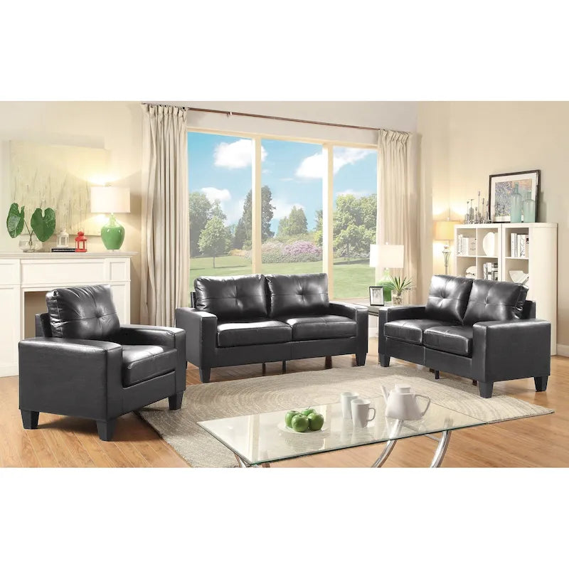 Canapé à accoudoirs droits en similicuir, 3 places – Disponible en 6 couleurs