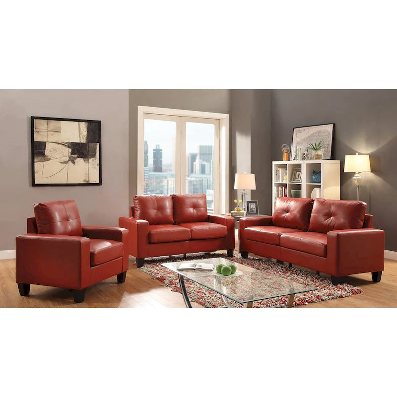 Canapé à accoudoirs droits en similicuir, 3 places – Disponible en 6 couleurs