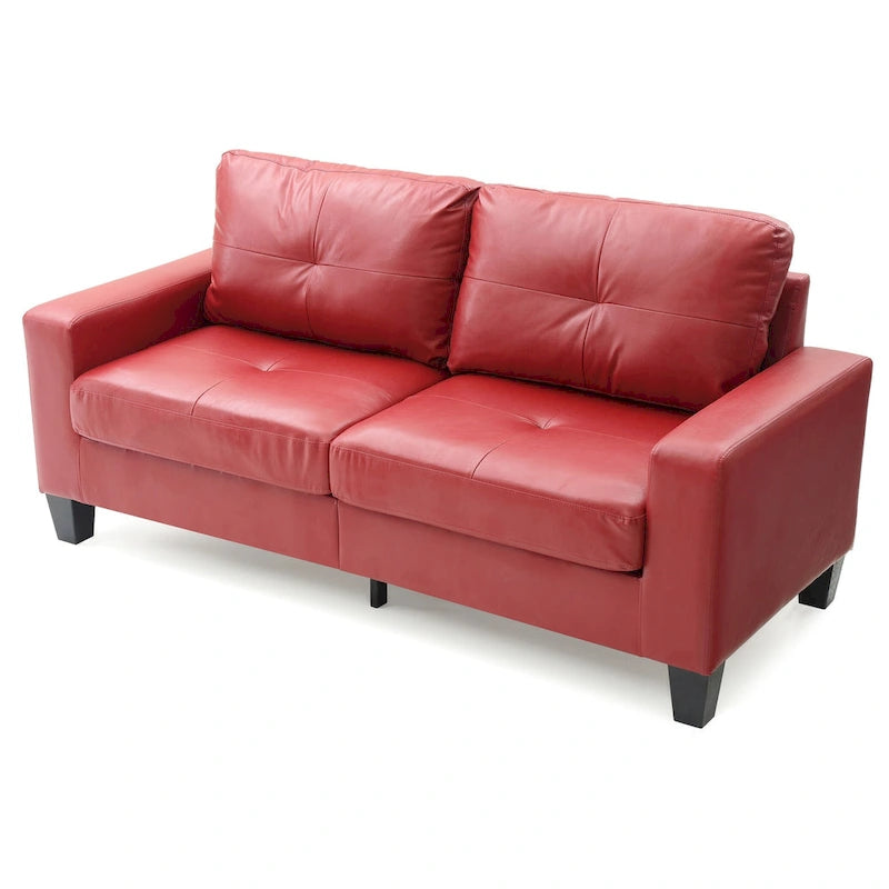 Canapé à accoudoirs droits en similicuir, 3 places – Disponible en 6 couleurs
