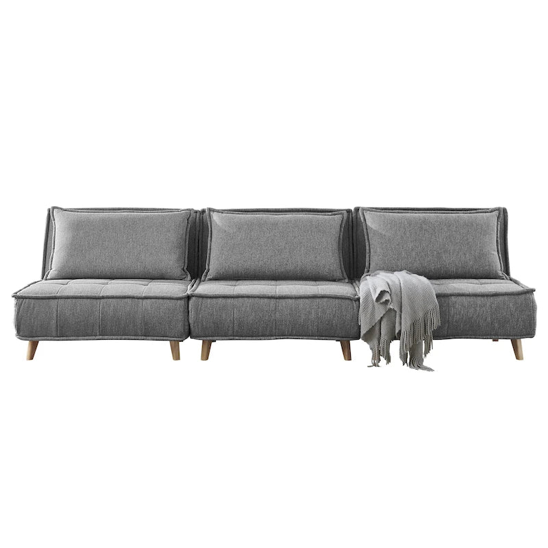 Canapé modulaire convertible gris / jaune / bleu, sans accoudoirs, 1-3 places