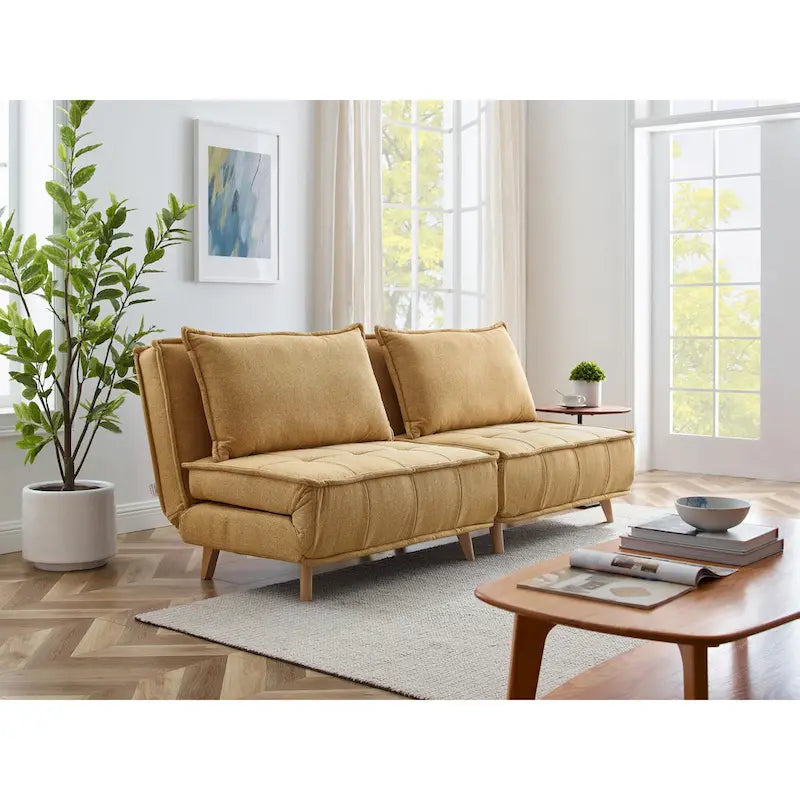Canapé modulaire convertible gris / jaune / bleu, sans accoudoirs, 1-3 places