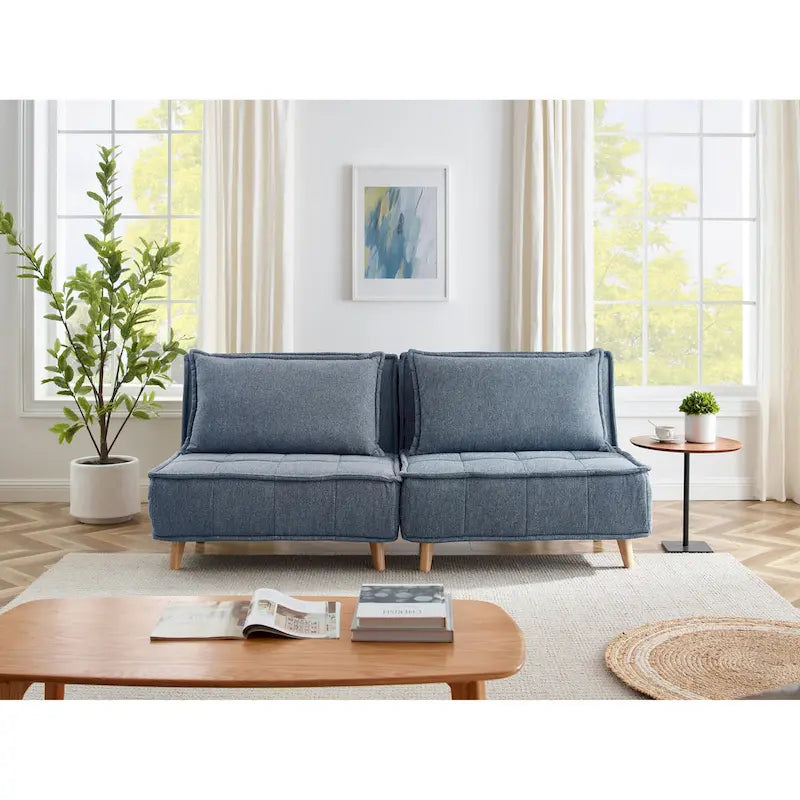 Canapé modulaire convertible gris / jaune / bleu, sans accoudoirs, 1-3 places