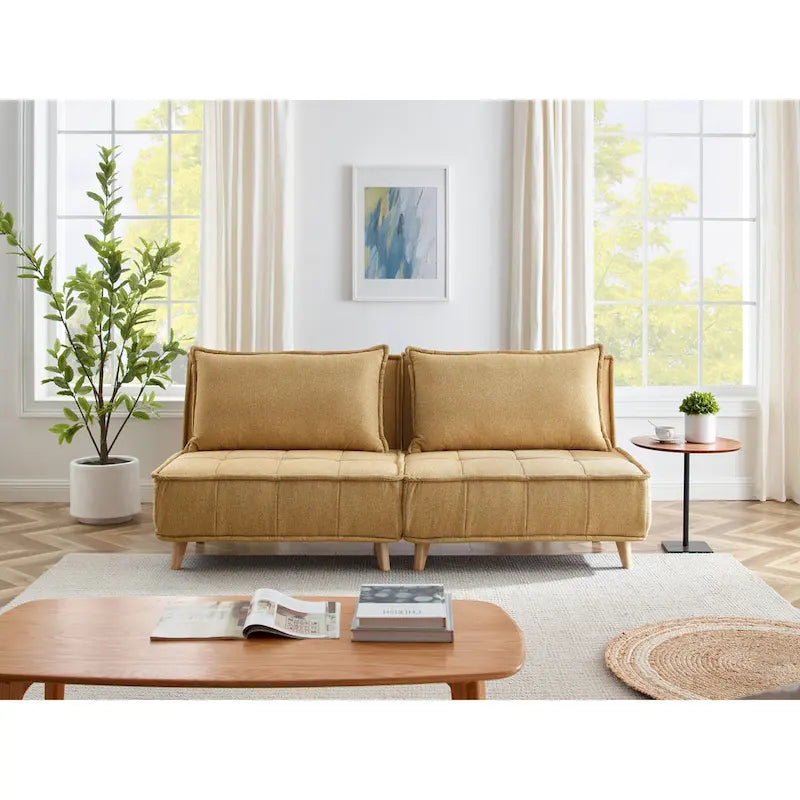 Canapé modulaire convertible gris / jaune / bleu, sans accoudoirs, 1-3 places